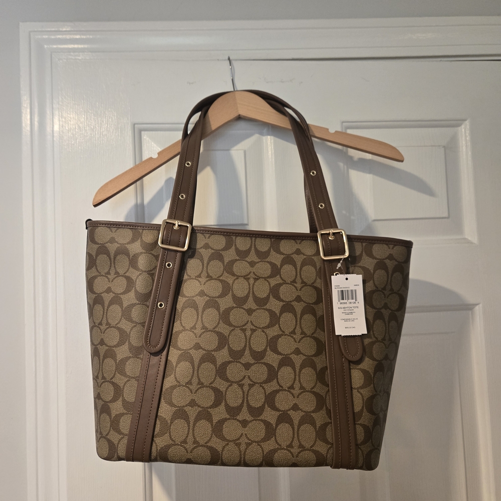 NWT Coach Ashton Tan and Brown Signature Tote